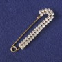 Brooch Pin White Crystals, Gold-Tone Metal 72x20mm+