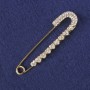 Brooch Pin White Rhinestones, Gold-Tone Metal 72x18mm+