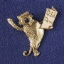 Cat Brooch-Pendant "O Solo Meow", Gold-Tone Metal 49x46mm+
