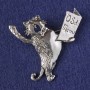 Cat Brooch-Pendant "O Solo Meow", Silver-Tone Metal 49x46mm+