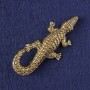 Crocodile Brooch-Pendant, Gold-Tone Metal 73x33mm+
