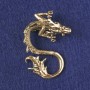 Dragon Brooch-Pendant, Gold-Tone Metal 44x30mm +