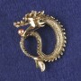 Dragon Brooch-Pendant with Gold-Tone Bead, Gold-Tone Metal 40x34mm +
