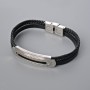 Men's Bracelet with Metal Inserts, Length 21cm+-, Thickness 10mm+-, Insert Thickness 11.5mm+-, Black Eco-Leather