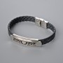 Men's Bracelet with Metal Inserts, Length 21cm+-, Thickness 10mm+-, Insert Thickness 12mm+-, Black Eco-Leather