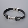 Men's Bracelet with Metal Inserts, Length 21cm+-, Thickness 10mm+-, Insert Thickness 11mm+-, Black Eco-Leather