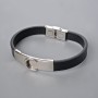 Men's Bracelet with Metal Inserts, Length 21cm+-, Thickness 10mm+-, Insert Thickness 14mm+-, Black Eco-Leather