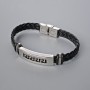 Men's Bracelet with Metal Inserts, Length 21cm+-, Thickness 9.5mm+-, Insert Thickness 11, Black Eco-Leather