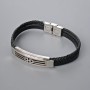 Men's Bracelet with Metal Inserts, Length 21cm+-, Thickness 10mm+-, Insert Thickness 12mm+-, Black Eco-Leather