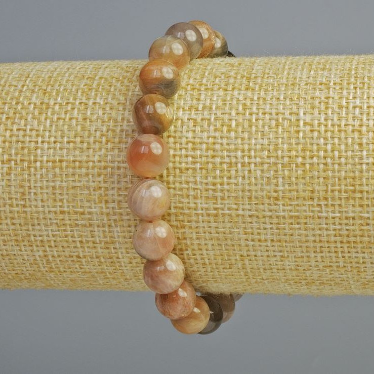 Selenite Bracelet, Natural Stone Smooth Bead, Diameter 8.5mm+-, Length 18cm+- (Stretch)