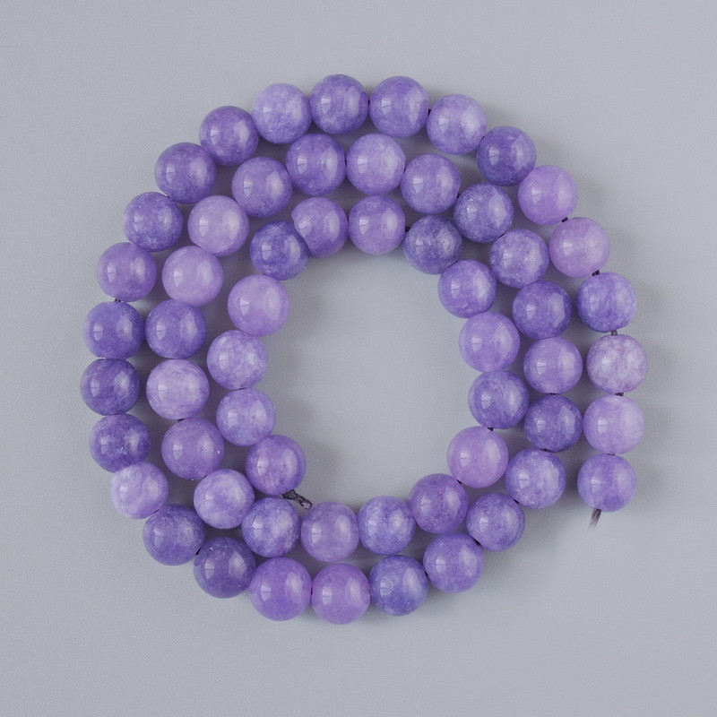 Lepidolite Beads (Pressed), Smooth Round, Diameter 6.5mm+/-, Length 38cm+/- on a Strand