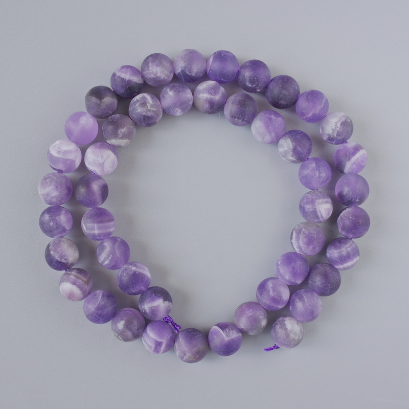 Amethyst Beads, Matte, Natural Stone, Smooth Round, Diameter 8.5mm+/-, Length 37cm+/- on a Strand