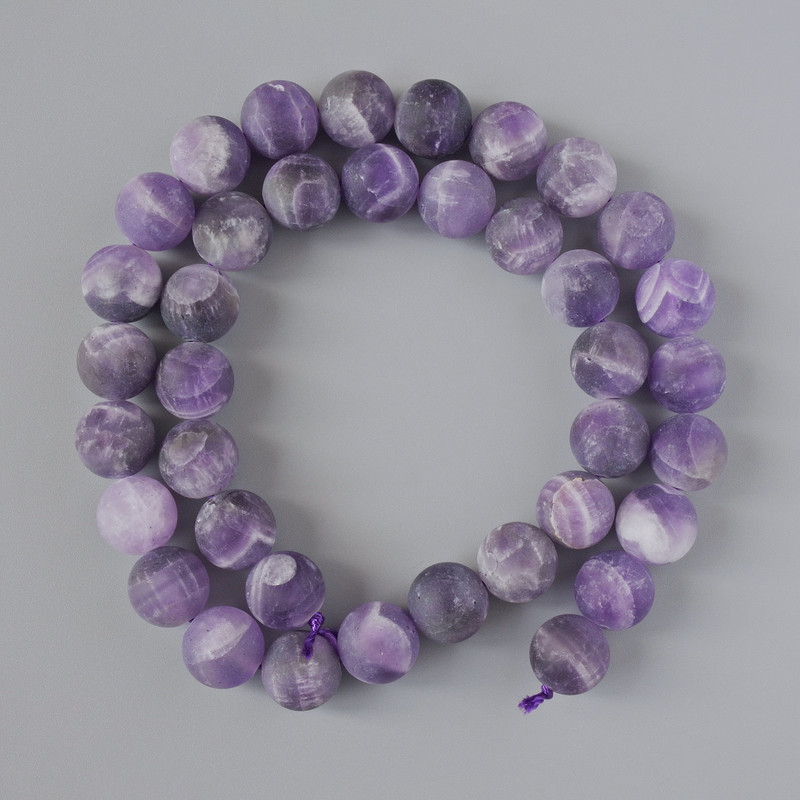 Amethyst Beads, Matte, Natural Stone, Smooth Round, Diameter 10mm+/-, Length 39cm+/- on a Strand