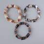 Brown Agate Bracelet, natural stone cylinder, diameter 13x17.5mm, 8x4mm+/-, length 18cm+/- (stretch) with spacers