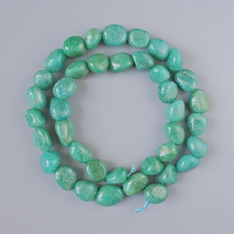 Amazonite Beads, natural stone nuggets, diameter 9x11mm+/-, length 39cm+/- on a thread