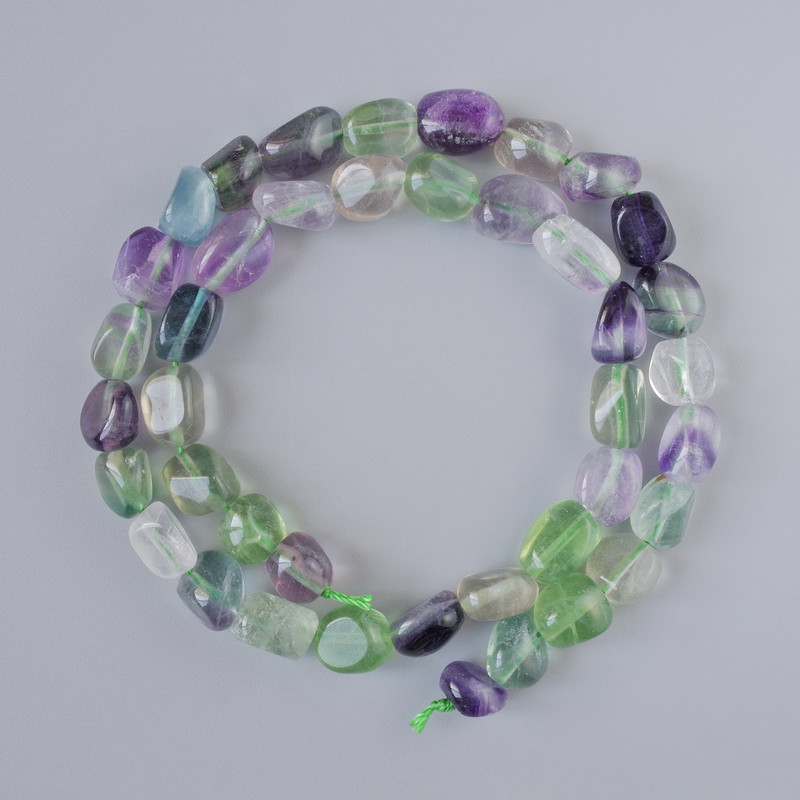 Fluorite Beads, natural stone nuggets, diameter 8x10mm+/-, length 39cm+/- on a thread