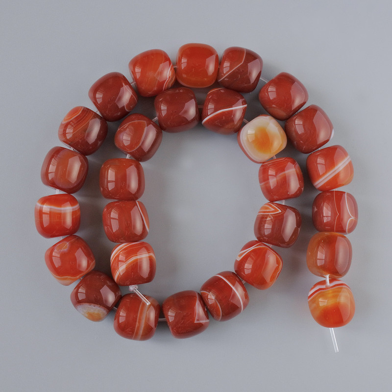 Carnelian Beads natural stone smooth cylinder, diameter 15x13.5mm+/-, length 38cm+/- on fishing line