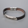 Men's bracelet with metal inlays, length 21cm, thickness 10mm±, inlay thickness 12mm±, brown eco-leather