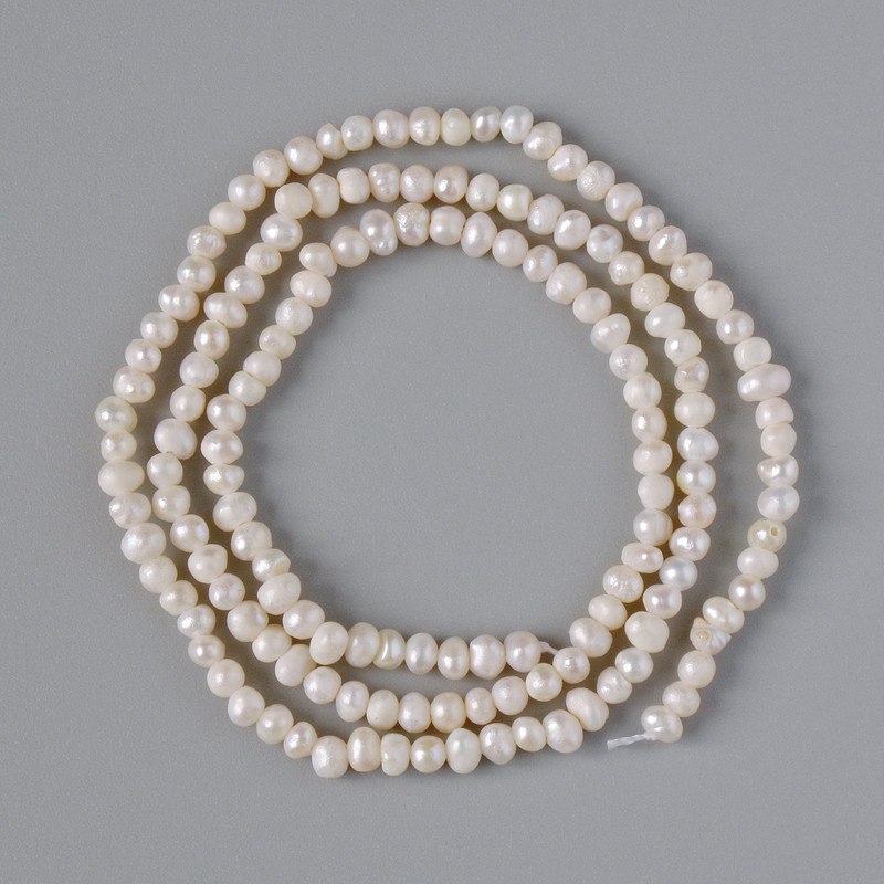 River Pearl Beads, diameter 2.5x3mm+/-, length 35cm+/- on a thread
