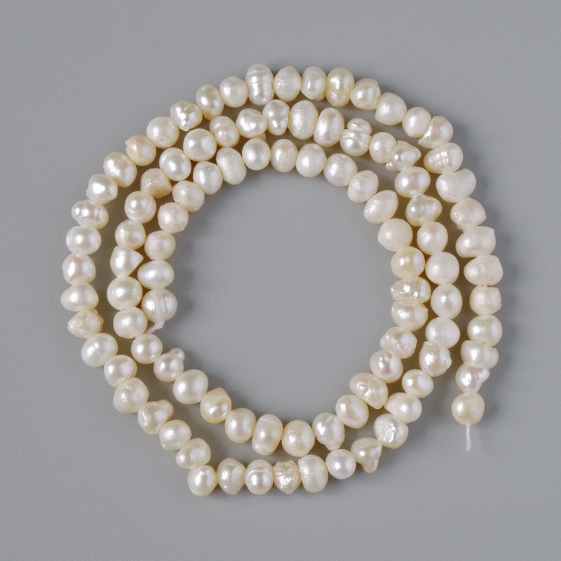 River Pearl Beads, diameter 5x4mm+/-, length 35cm+/- on a thread