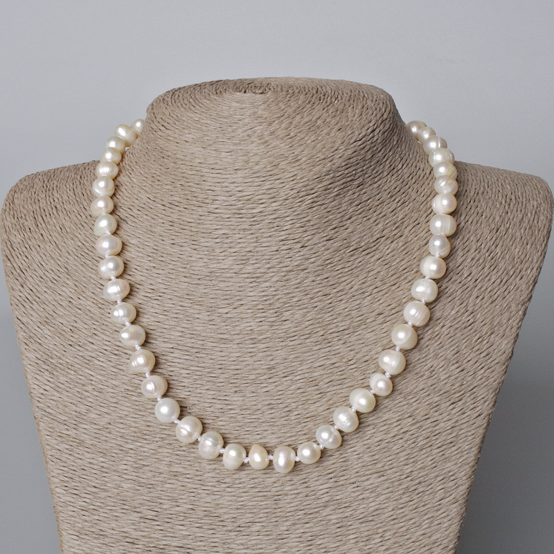 Textured River Pearl Necklace, diameter 8x7.5mm+/-, length 45-46cm+
