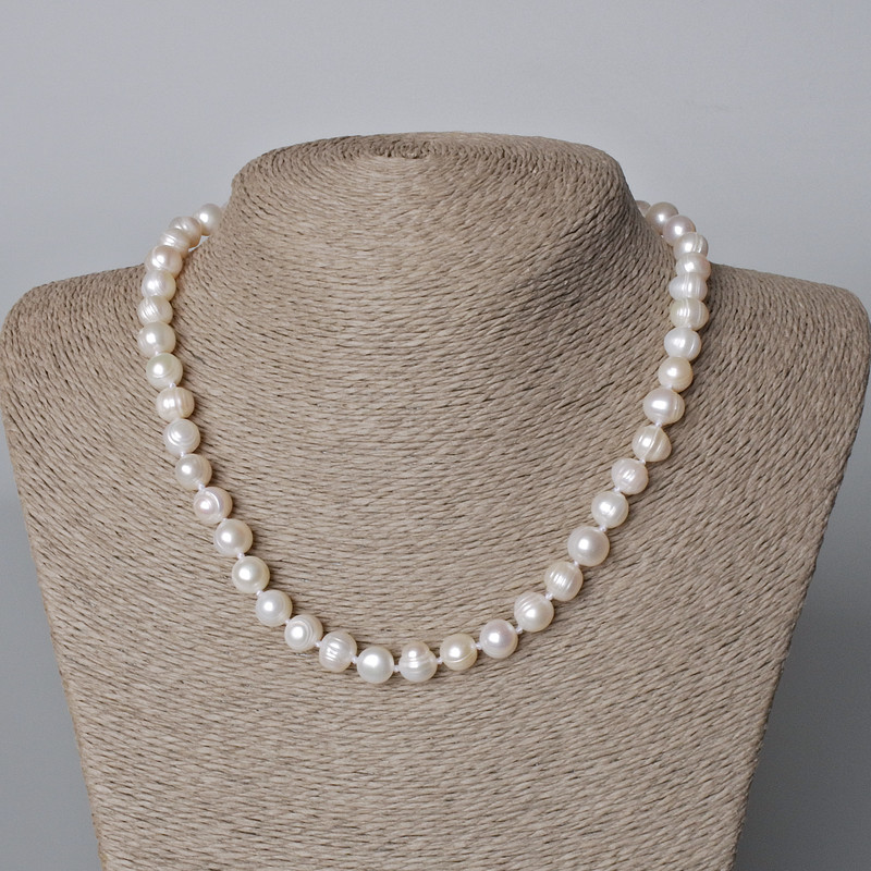 Textured River Pearl Necklace, diameter 8.5x8mm+/-, length 42-44cm+