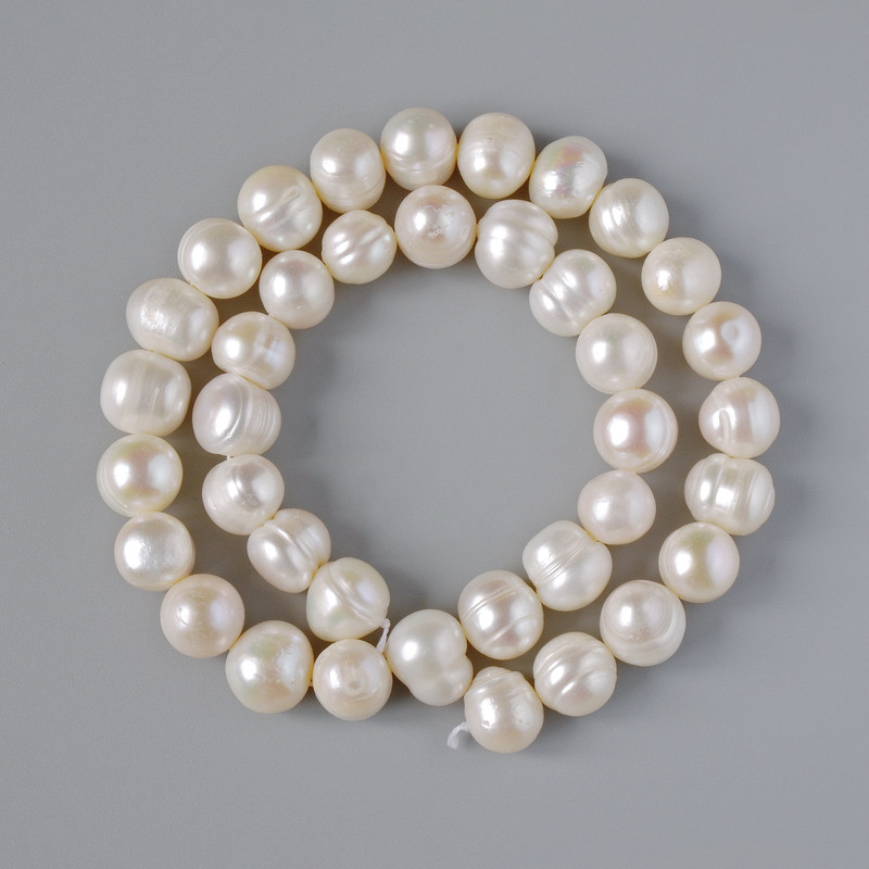 Textured River Pearl Beads, diameter 9.5x8.5mm+/-, length 35cm+/- on a thread
