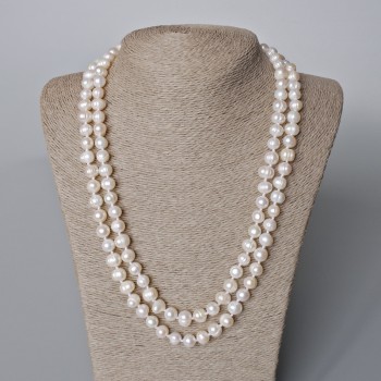 Long Textured River Pearl Necklace, diameter 10x8mm+/-, length 116cm+