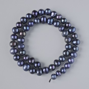 Black River Pearl Beads, diameter 8.5x7mm+/-, length 35cm+/- on a thread