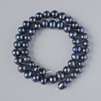 Black River Pearl Beads, Diameter 8.5x7mm+-, Length 35cm+- on a Strand