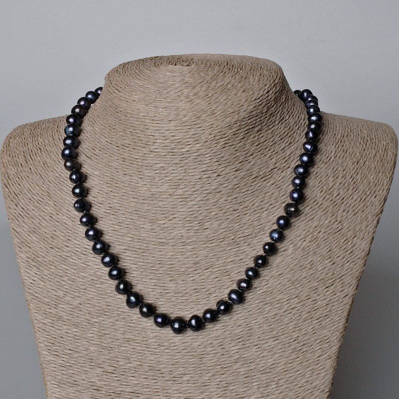 Necklace, Black River Pearls, Diameter 8.5x7mm+-, Length 44-45cm+