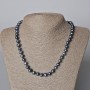 Clearance Necklace, Black River Pearls with "Petrol" Tint, Diameter 8x7mm+-, Length 44-45cm+