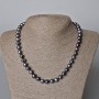 Necklace, Black River Pearls with "Petrol" Tint, Diameter 9x8mm+-, Length 45-46cm+