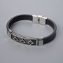 Men's Bracelet with Metal Inserts, Length 21cm, Thickness 10mm+-, Insert Thickness 11.5mm+-, Black Eco-Leather