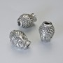 Findings Bead-Insert "Buddha", diameter 13x10mm+/-, hole diameter 2.7mm, silver-coloured metal, 1pc