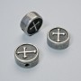 Findings Bead-Insert "Cross", diameter 10x4.5mm+/-, hole diameter 1.8mm, dark silver-coloured metal, 1pc