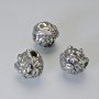 Findings Bead-Insert "Lion", diameter 10x11mm+/-, hole diameter 2.2mm, silver-coloured metal, 1pc