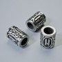 Scandinavian Rune Bead Finding, diameter 13x10mm+/-, hole diameter 6mm, silver-coloured metal, 1 pc