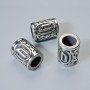 Scandinavian Rune Bead Finding, diameter 13x10mm+/-, hole diameter 6mm, silver-coloured metal, 1 pc