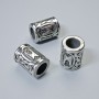Scandinavian Rune Bead Finding, diameter 13x10mm+/-, hole diameter 6mm, silver-coloured metal, 1 pc