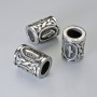Scandinavian Rune Bead Finding, diameter 13x10mm+/-, hole diameter 6mm, silver-coloured metal, 1 pc