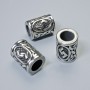 Scandinavian Rune Bead Finding, diameter 13x10mm+/-, hole diameter 6mm, silver-coloured metal, 1 pc