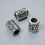 Scandinavian Rune Bead Finding, diameter 13x10mm+/-, hole diameter 6mm, silver-coloured metal, 1 pc