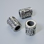 Scandinavian Rune Bead Finding, diameter 13x10mm+/-, hole diameter 6mm, silver-coloured metal, 1 pc