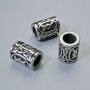 Scandinavian Rune Bead Finding, diameter 13x10mm+/-, hole diameter 6mm, silver-coloured metal, 1 pc