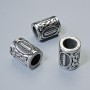 Scandinavian Rune Bead Finding, diameter 13x10mm+/-, hole diameter 6mm, silver-coloured metal, 1 pc