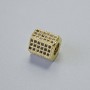 Bead Spacer with Black Rhinestones, diameter 8.5x8mm+-, hole diameter 4mm, gold-tone metal, 1 pc