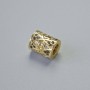 Bead Spacer with White and Black Rhinestones, diameter 9x7.5mm+-, hole diameter 4mm, gold-tone metal, 1 pc
