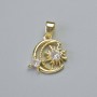 Pendant "Moon" with White Crystals, gold-tone metal, diameter 16x16mm+-, length 21mm+