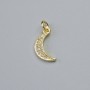 Pendant "Moon" with White Rhinestones, gold-tone metal, diameter 14.5x8mm+-, length 17mm+